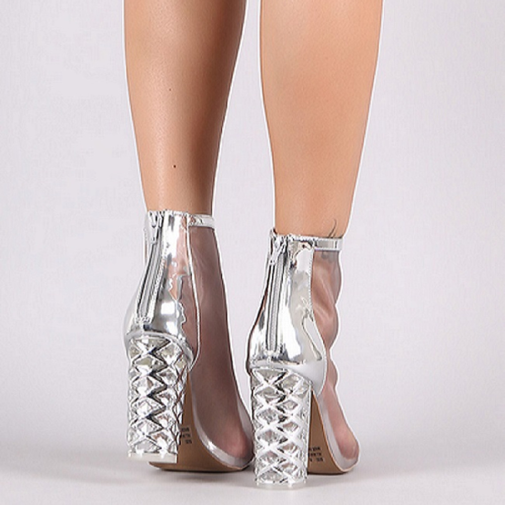 🎉🎉HOST PICK🎉🎉 Silver & clear block Mesh Booties NWT - Picture 4 of 4